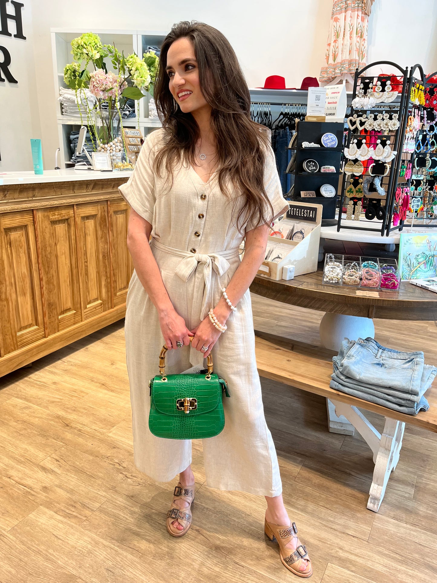 Katie Italian Leather & Bamboo Bag