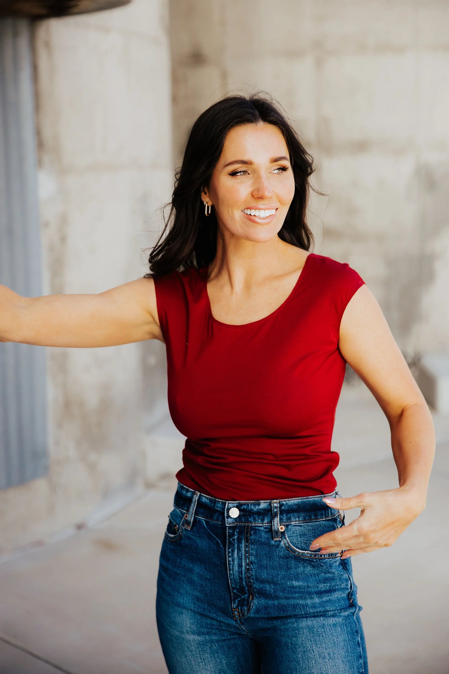 Layering Cap Sleeve in Ruby Red
