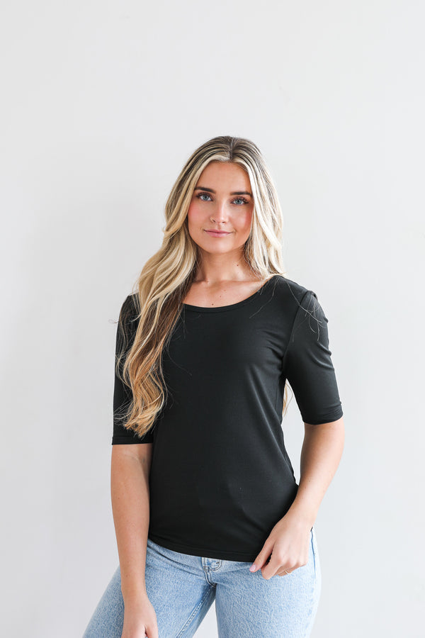 Half Sleeve Tee in Black