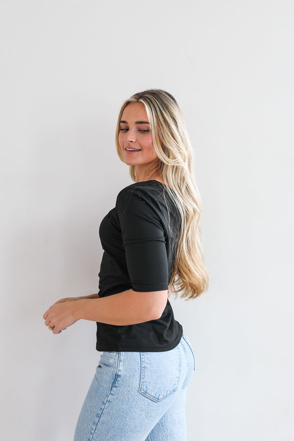 Half Sleeve Tee in Black