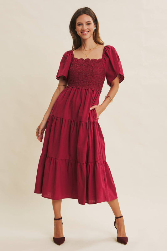 Adah Midi Dress - Berry