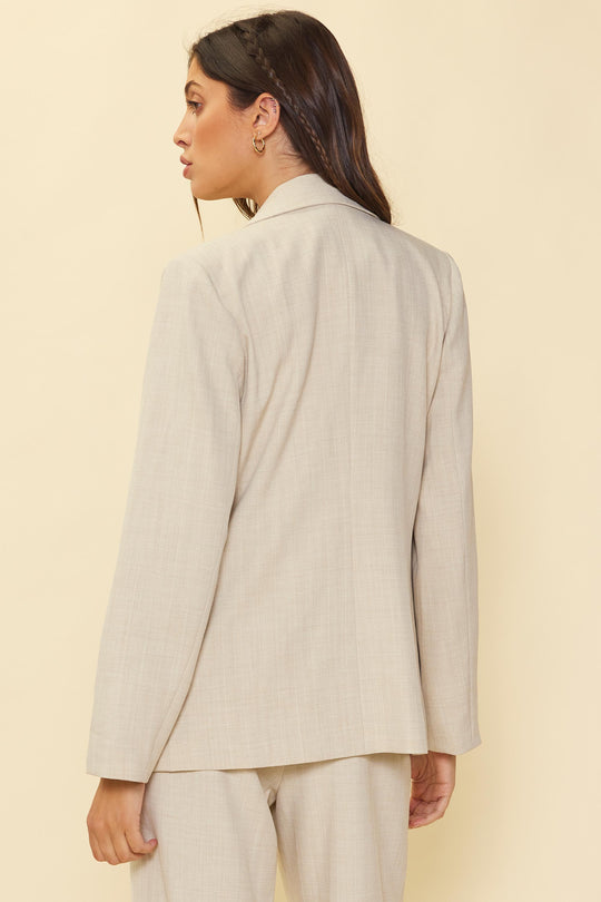 Beige Single Button Blazer