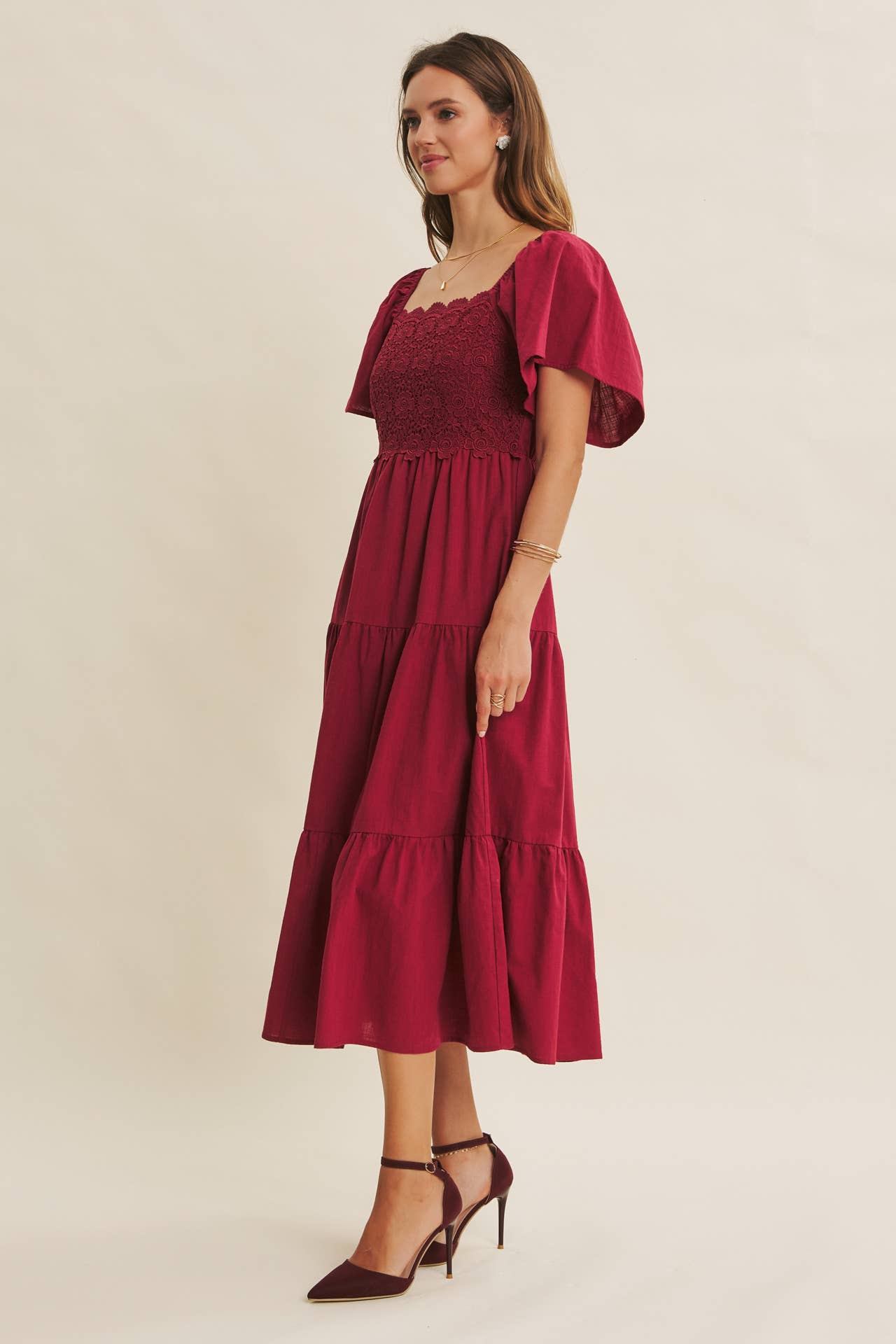 Adah Midi Dress - Berry