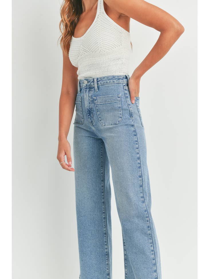 Patch Pocket Wide Leg - Light Denim
