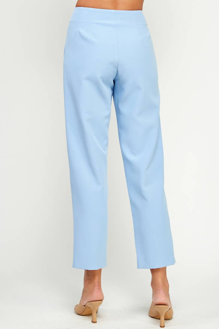 High-Waisted Strait Cropped Pant - Light Blue