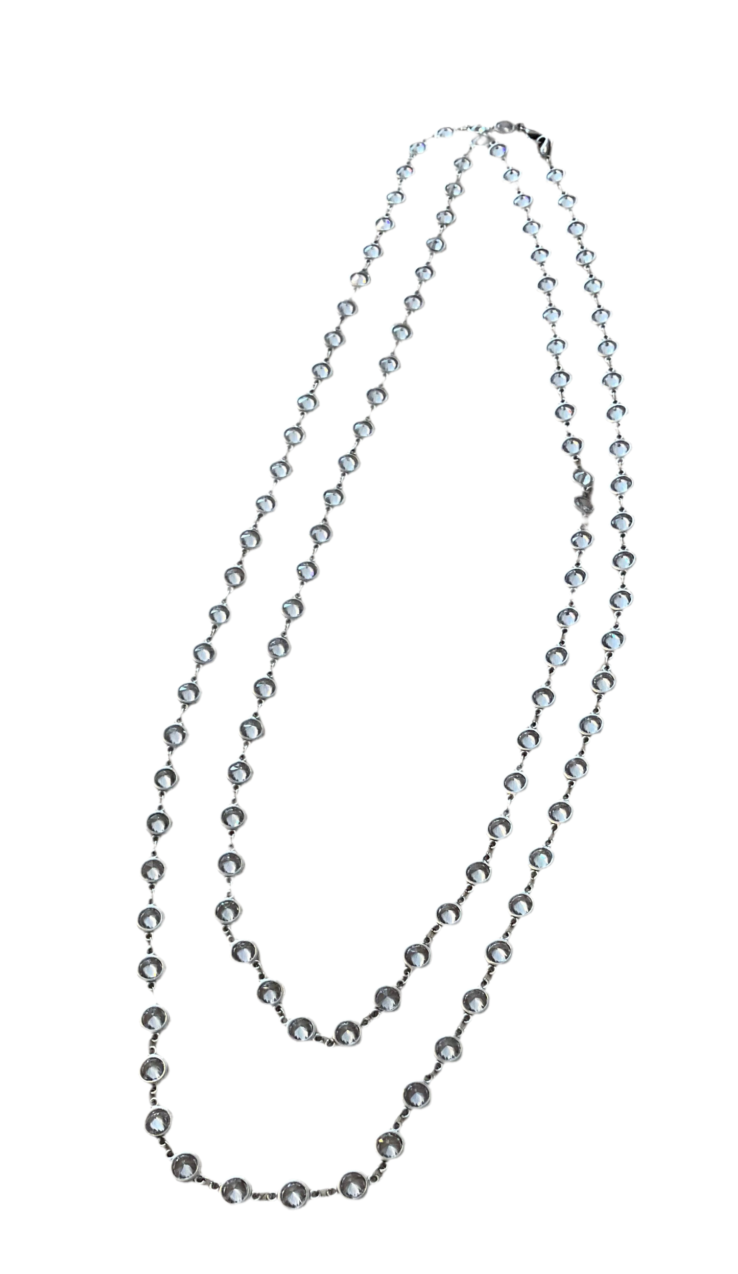 Double Layered Cubic Zirconia Necklace Silver