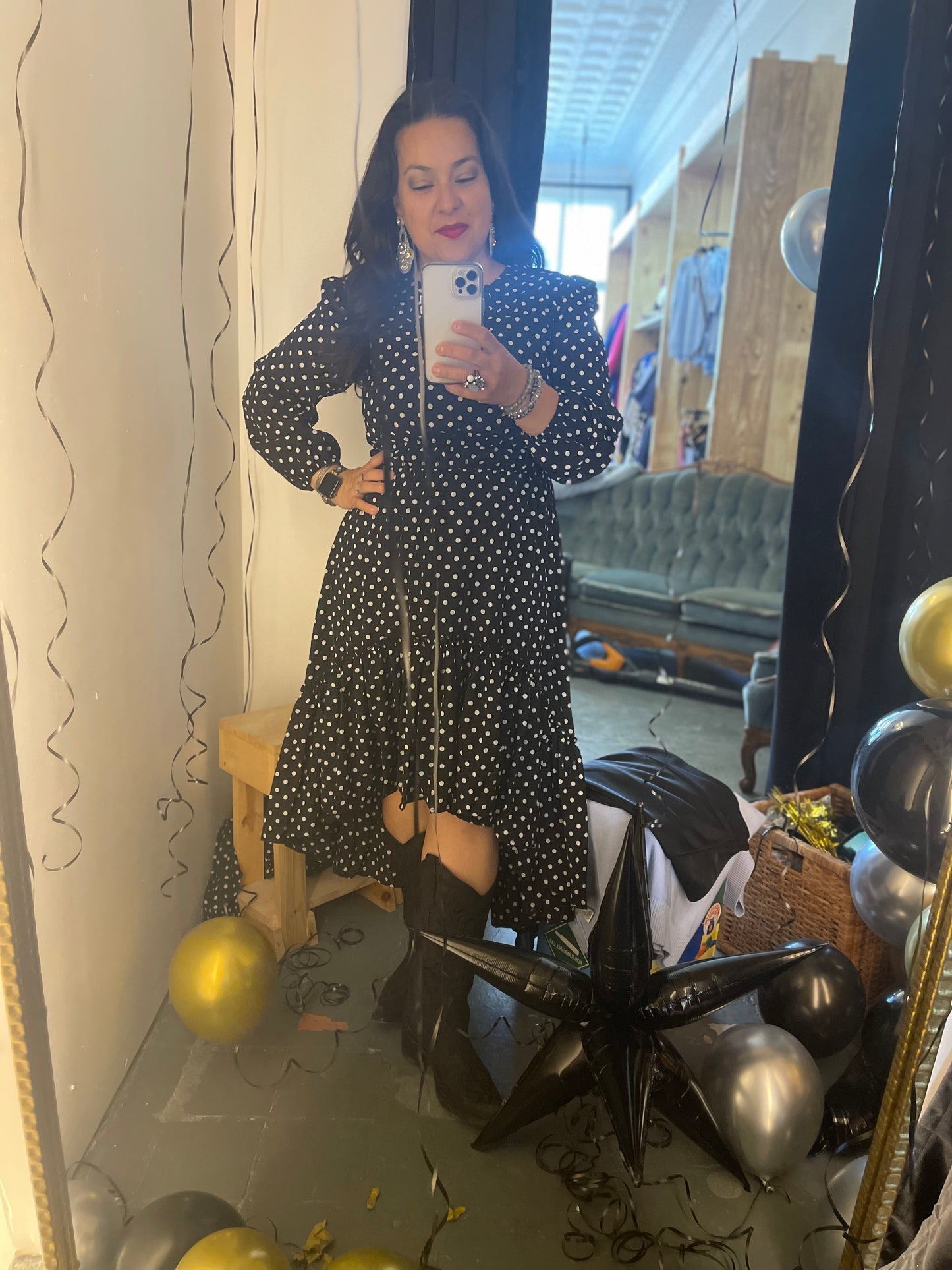 Becky Polka Dot Dress - Black
