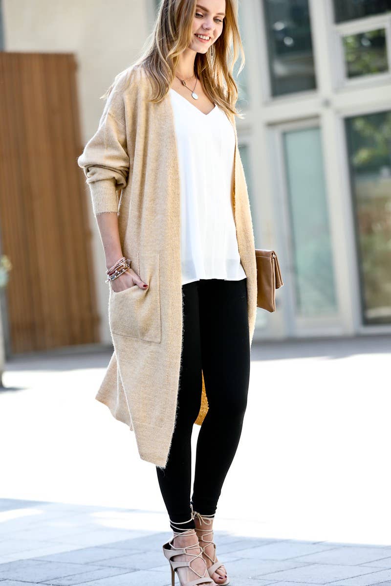 Double Pocket Open Front Cardigan