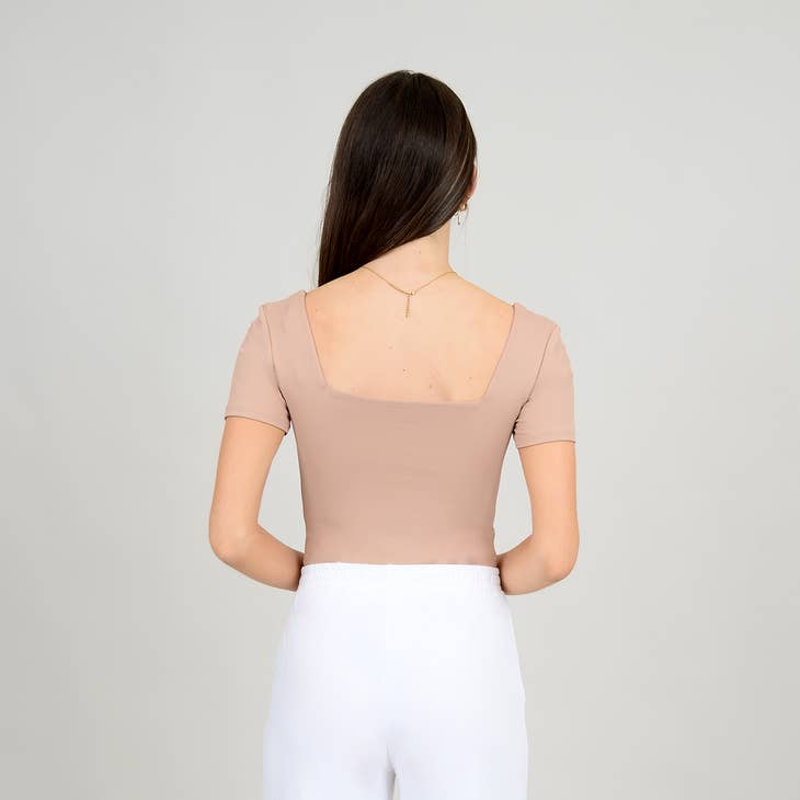 Bodysuit neckline Stacy square - Blush