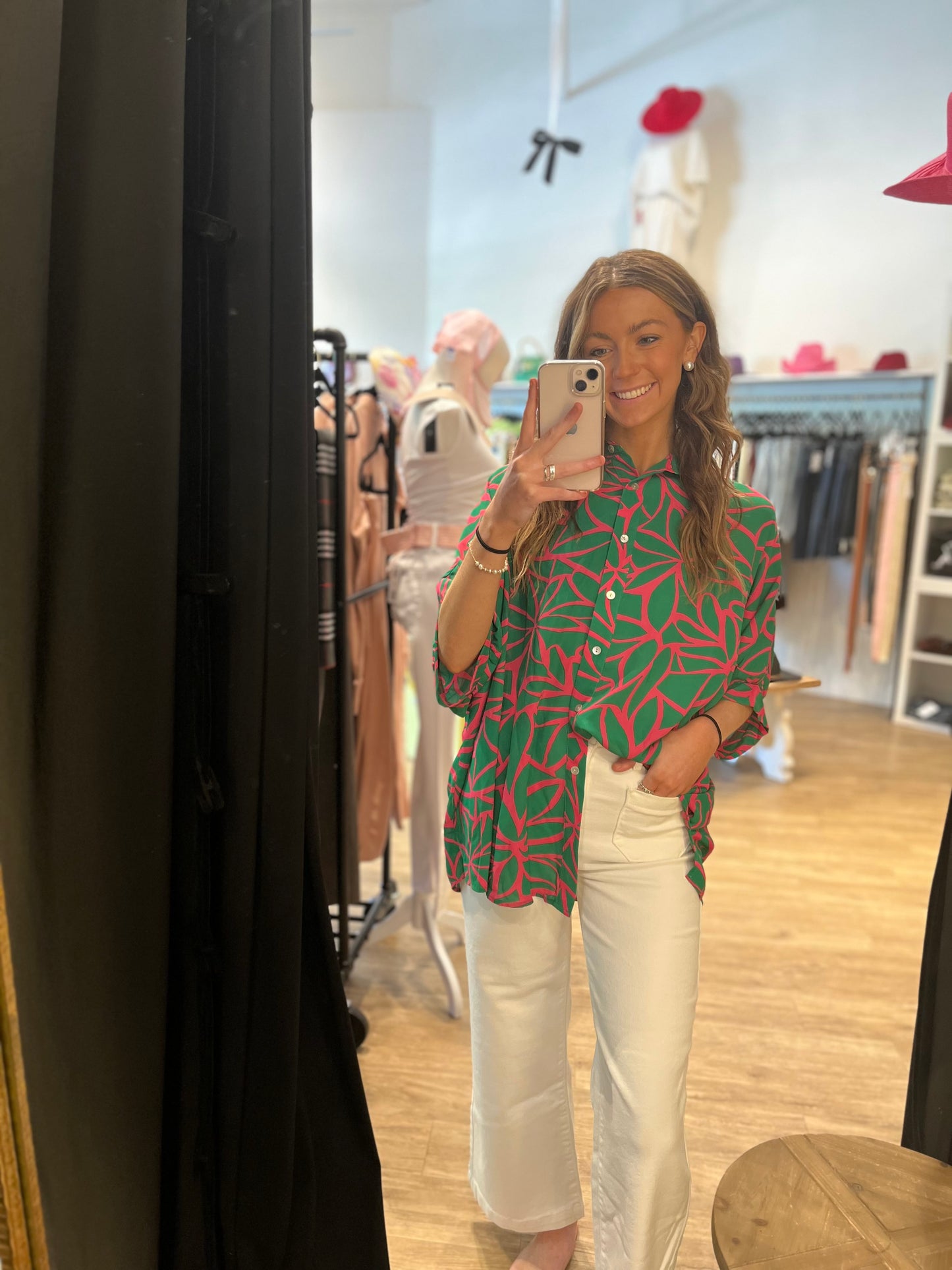 Josie Oversized Blouse- Green Oasis