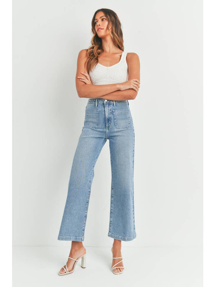 Patch Pocket Wide Leg - Light Denim