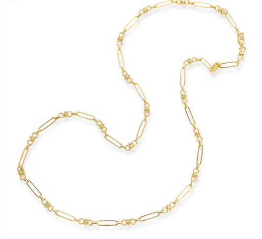 Double Layered Dotted Paperclip Necklace Gold