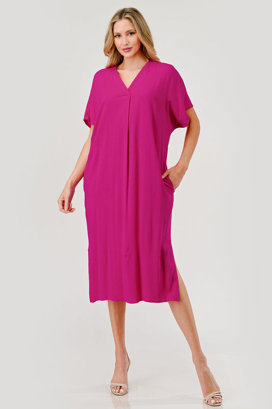 Aria Midi Dress- Hot Pink