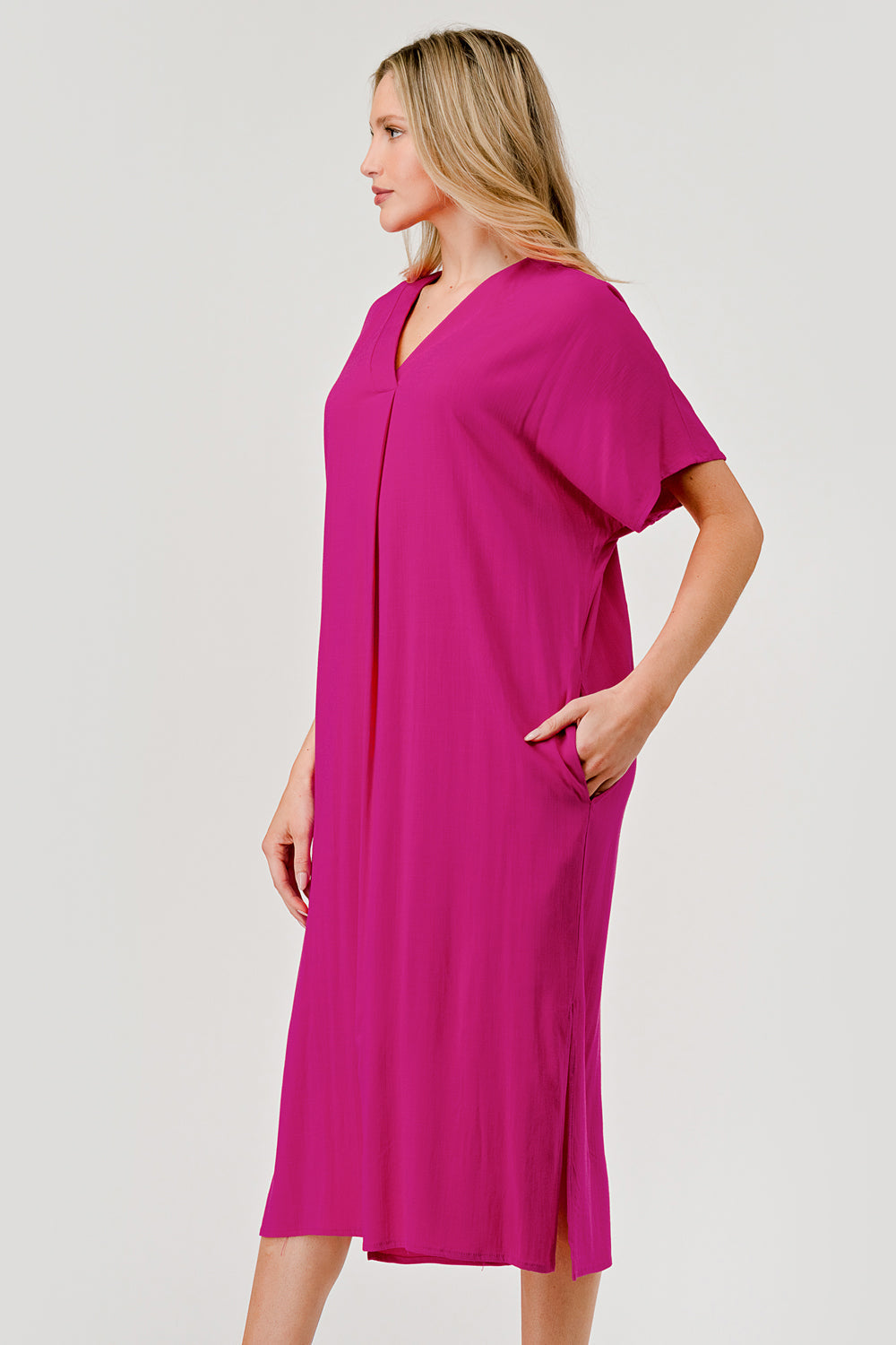 Aria Midi Dress- Hot Pink