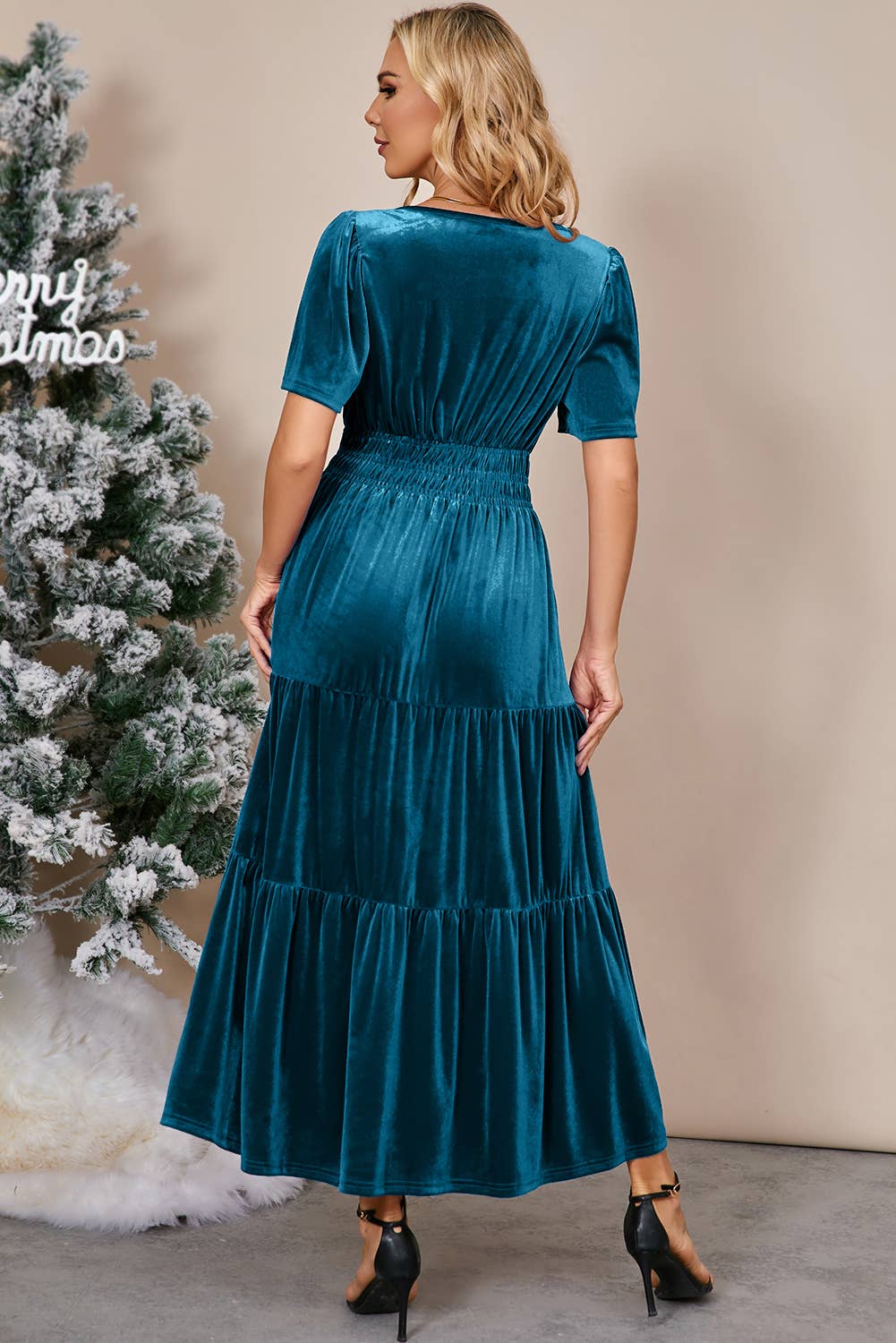 Julia Velvet Maxi Dress - Vintage Blue