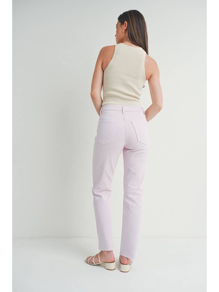 High Rise Cut off Cropped Strait Leg - Lavender