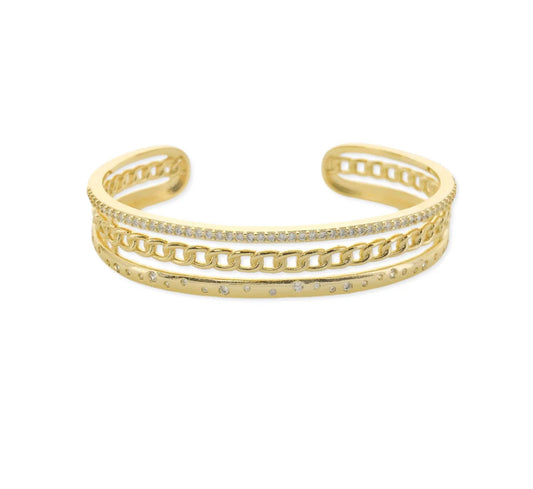 Triple Layered Jeweled Bracelet Cuff