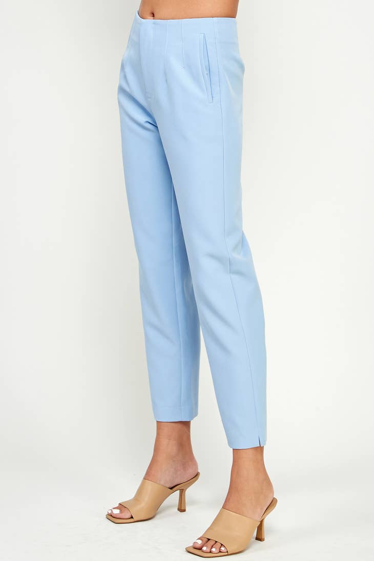 High-Waisted Strait Cropped Pant - Light Blue