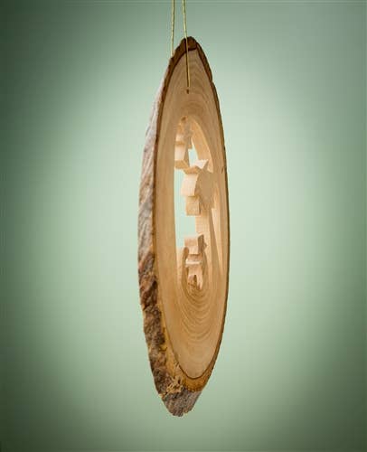 Bark Slice Nativity with Palm