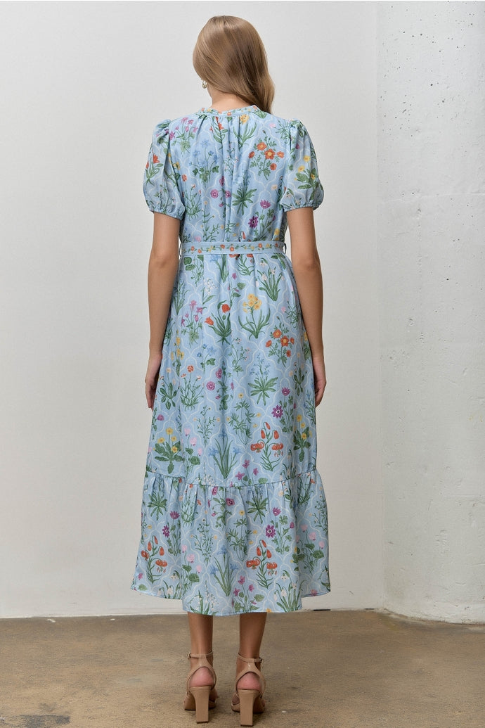 Lucia Floral Blue Midi Dress