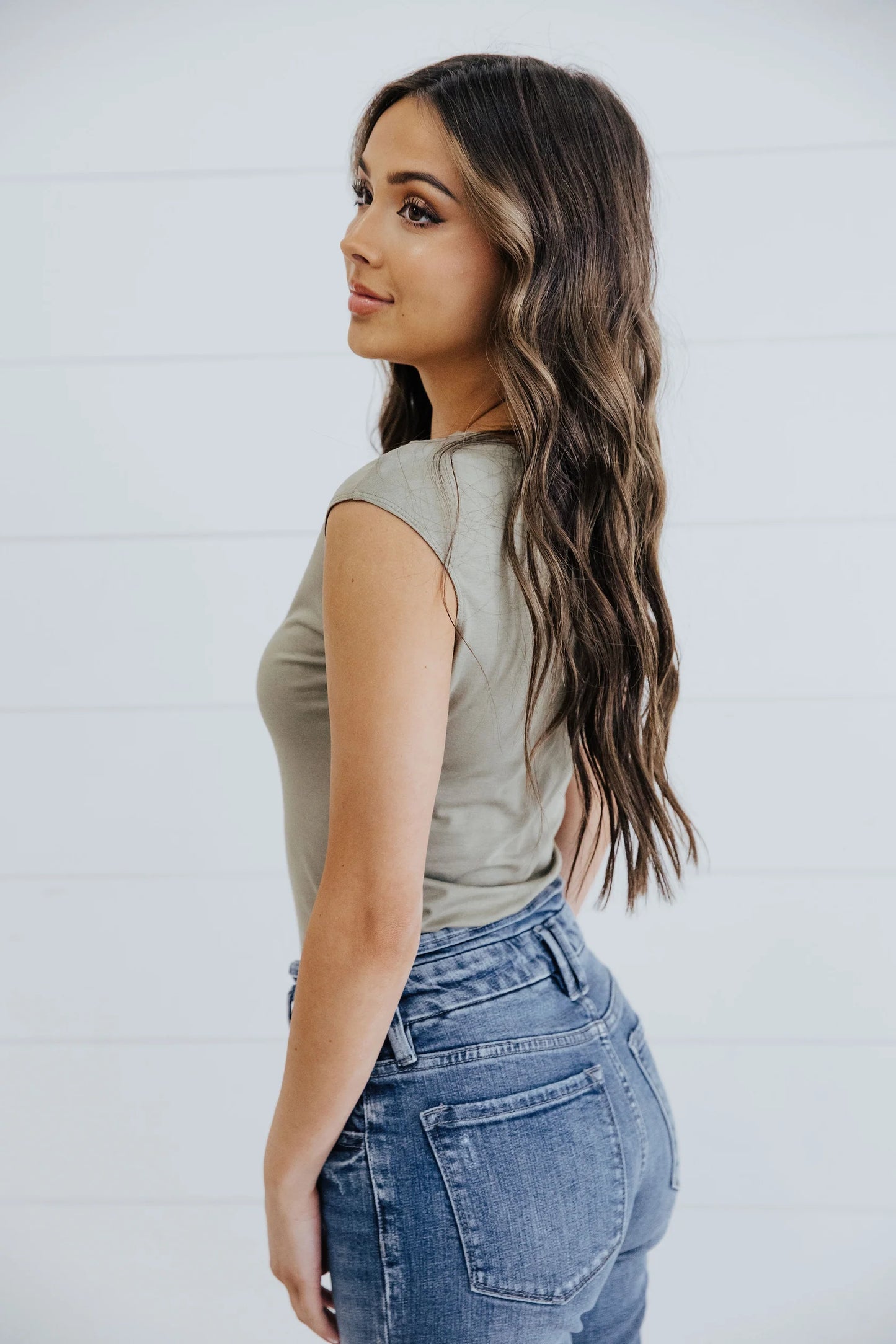 Layering Cap Sleeve in Moss