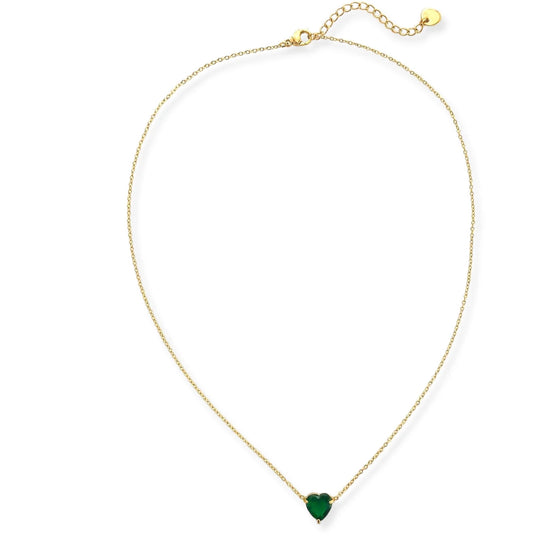 Single Heart Necklace Emerald