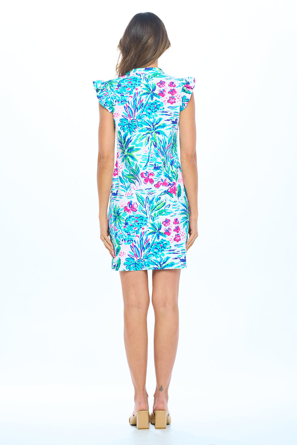 Pleated Cap Sleeve Dress - White