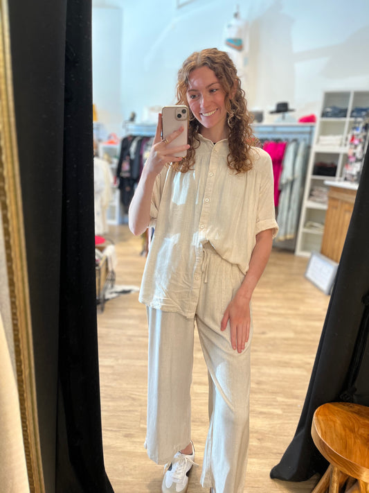 The Savannah Linen Set-Oatmeal