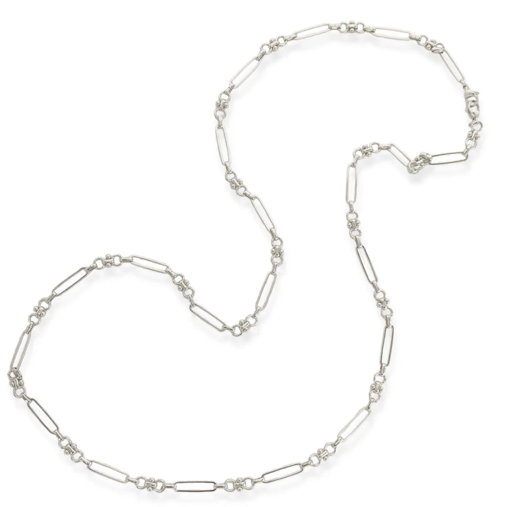 Double Layered Dotted Paperclip Necklace Silver