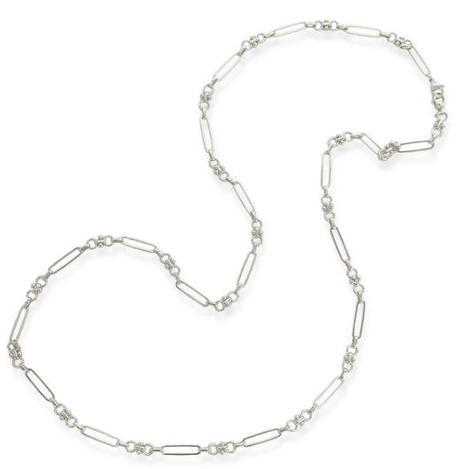 Double Layered Dotted Paperclip Necklace Silver