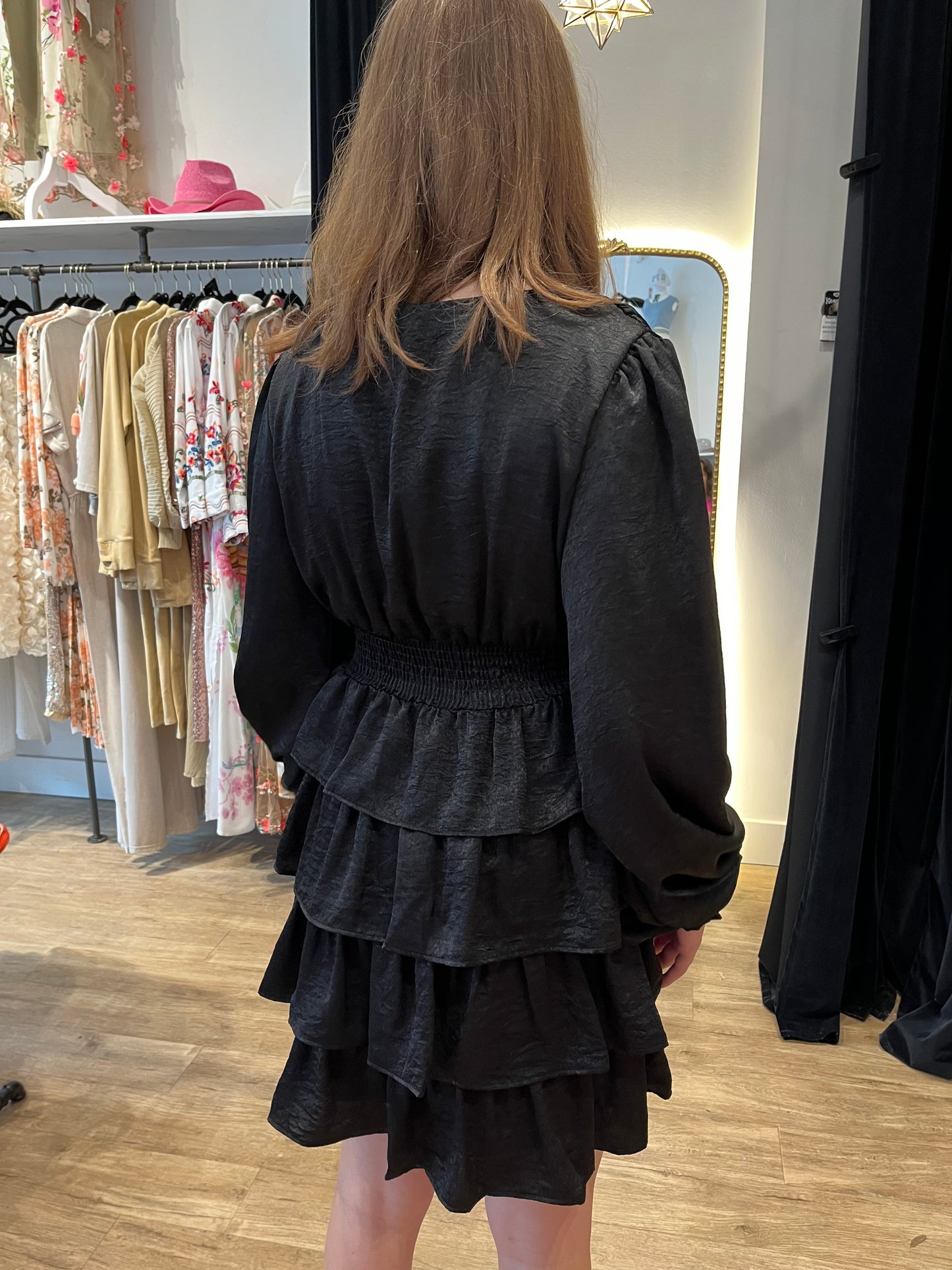 Emma Black Satin Dress