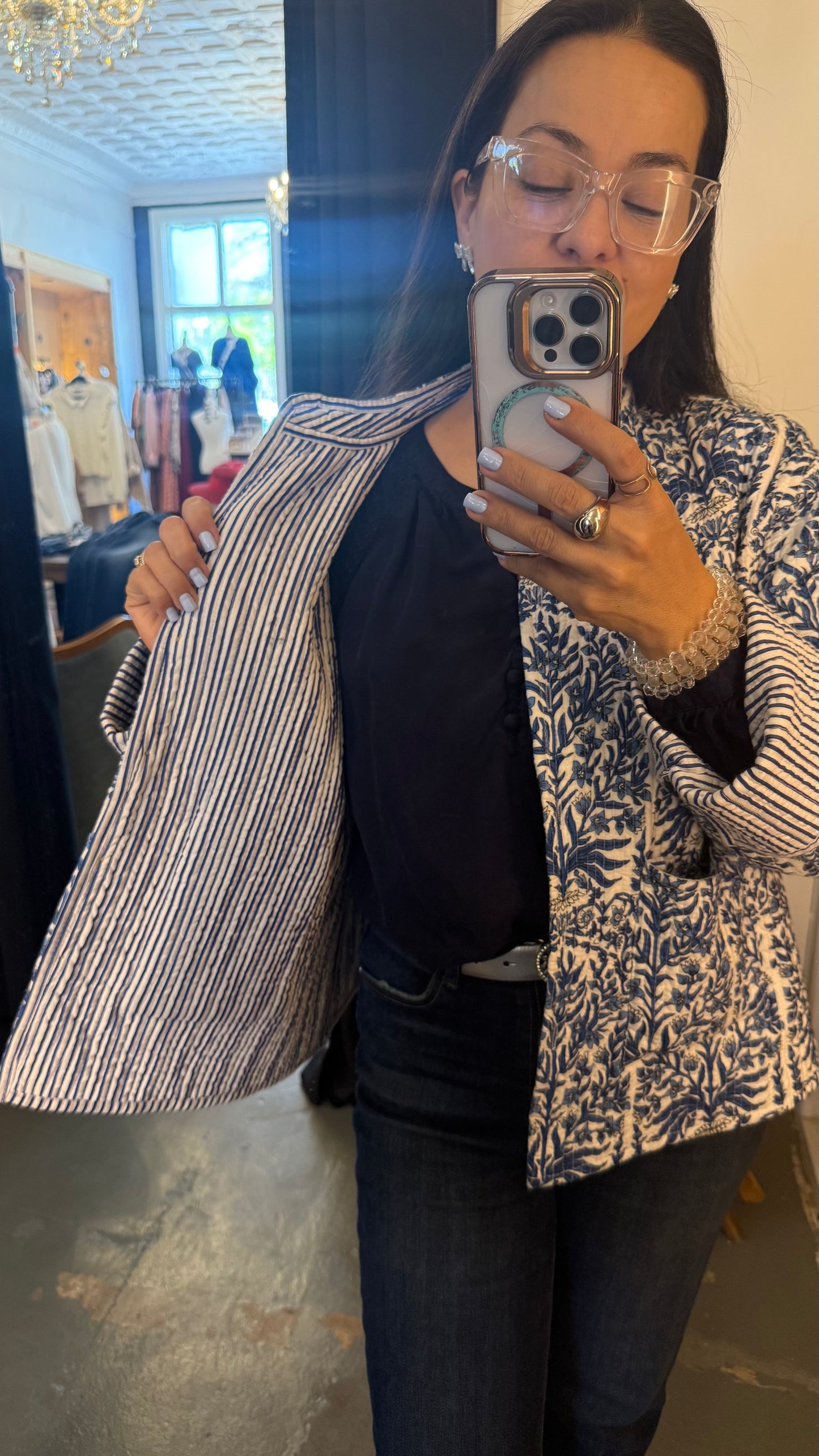 Quilted Reversible Jacket Blue