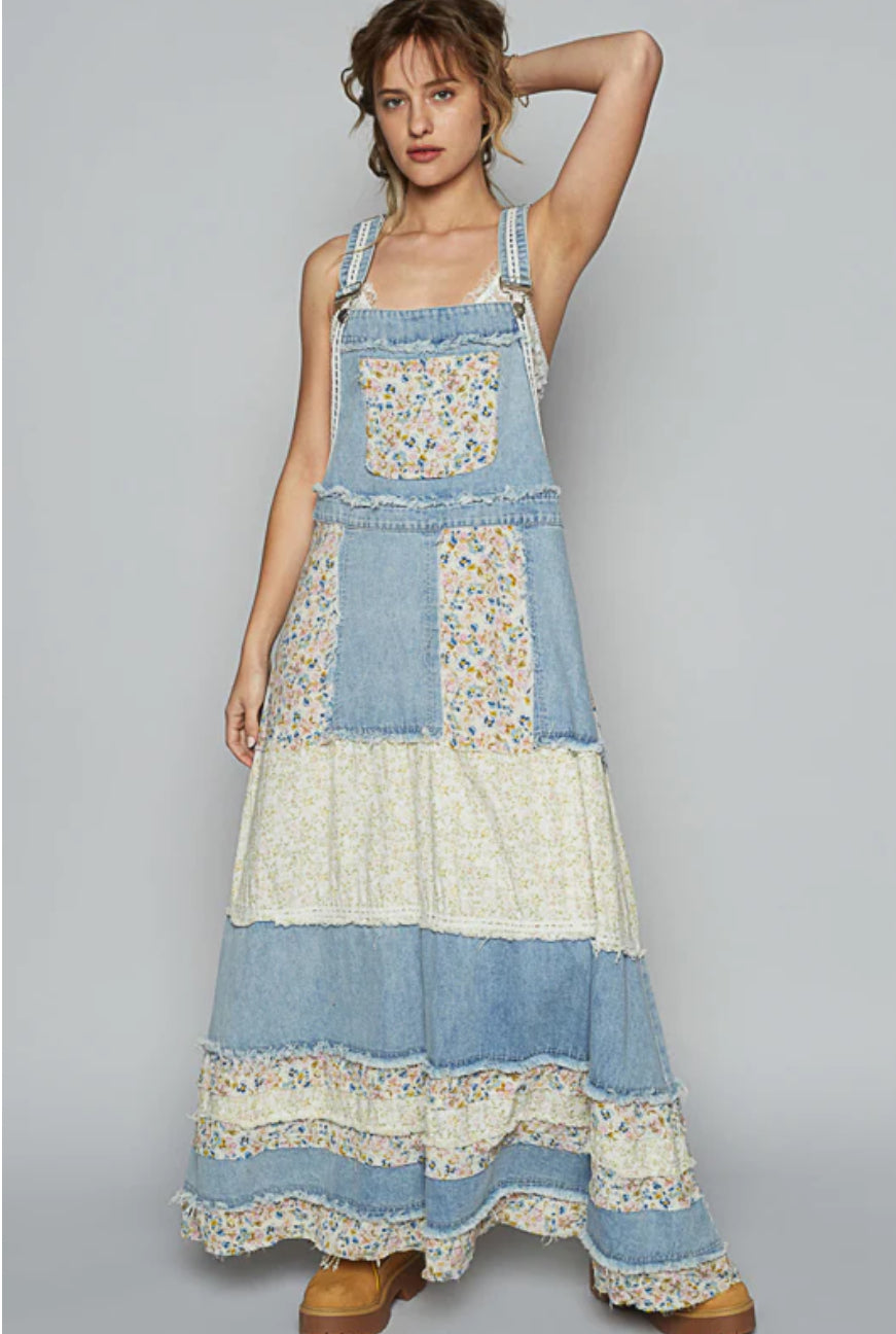 Annie Patchwork Overall Dress-Maxi
