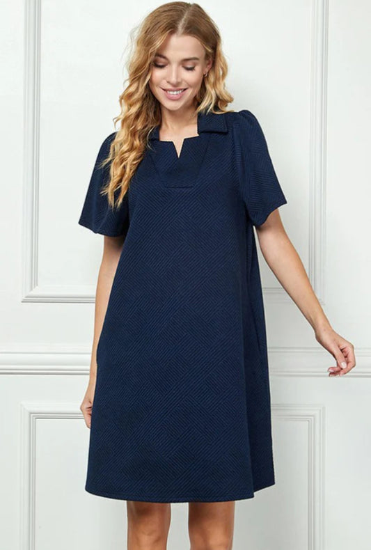 Elaina Textured Dress - Navy