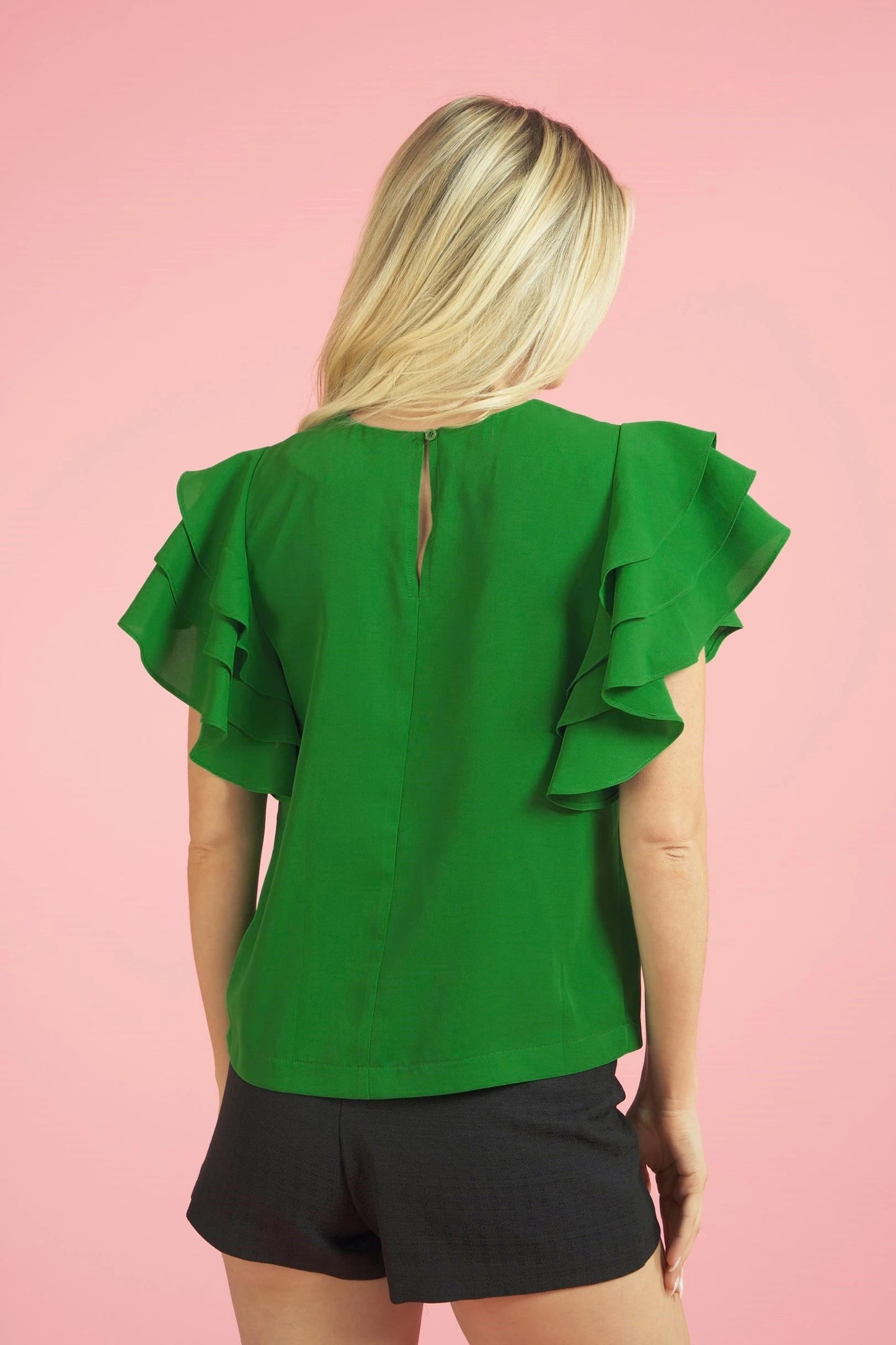 Flutter Sleeve Blouse in Green