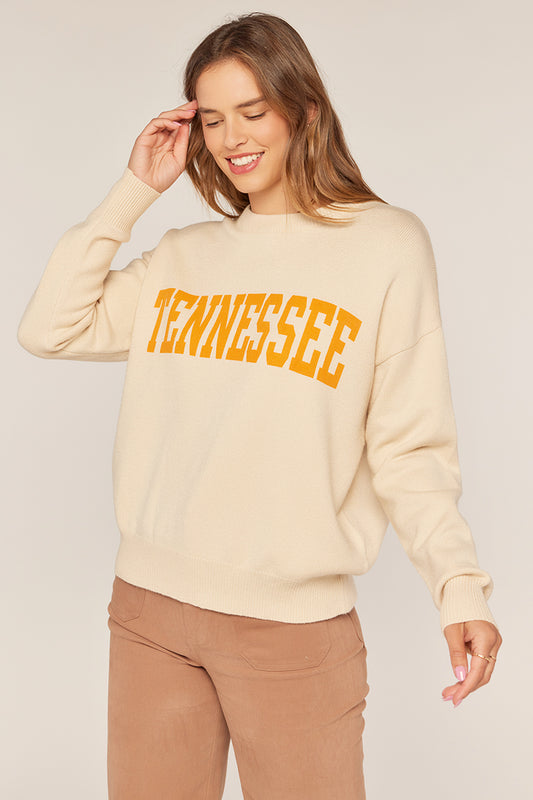 TN Printed Sweater- Cream/Orange