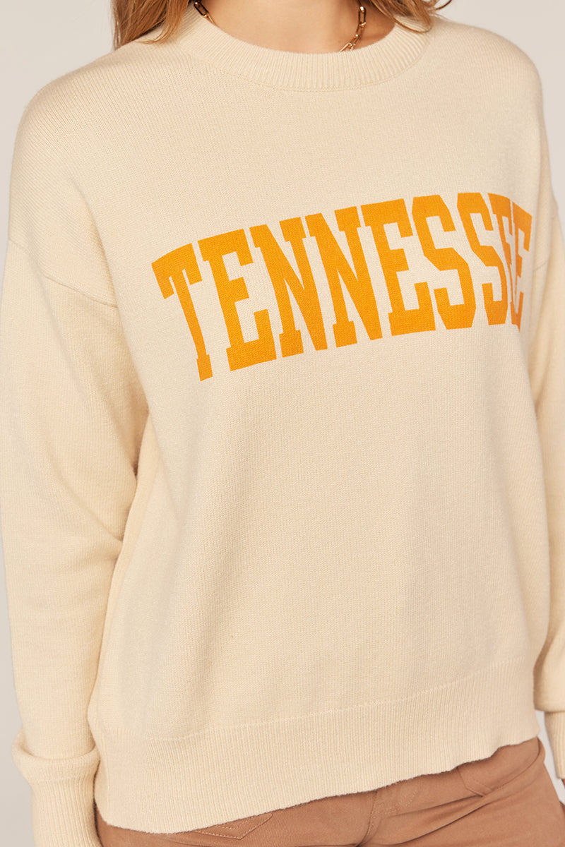 TN Printed Sweater- Cream/Orange