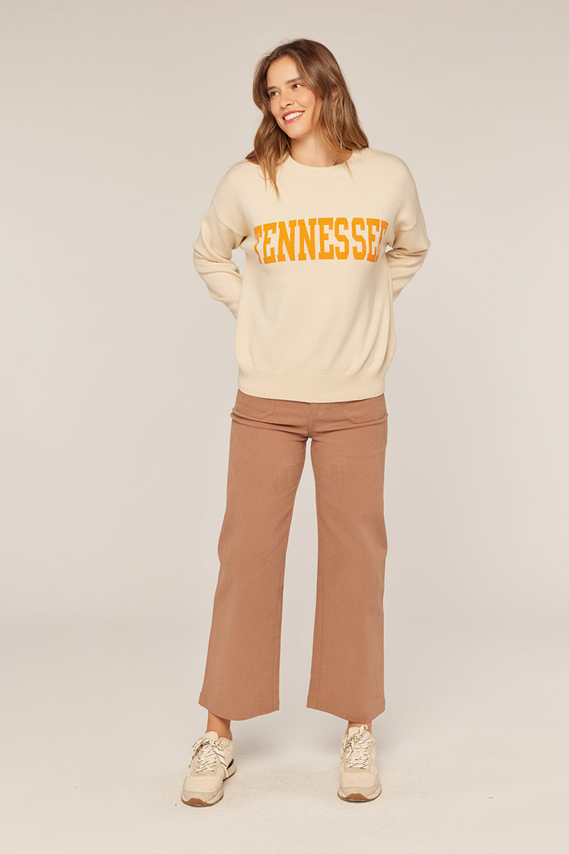 TN Printed Sweater- Cream/Orange