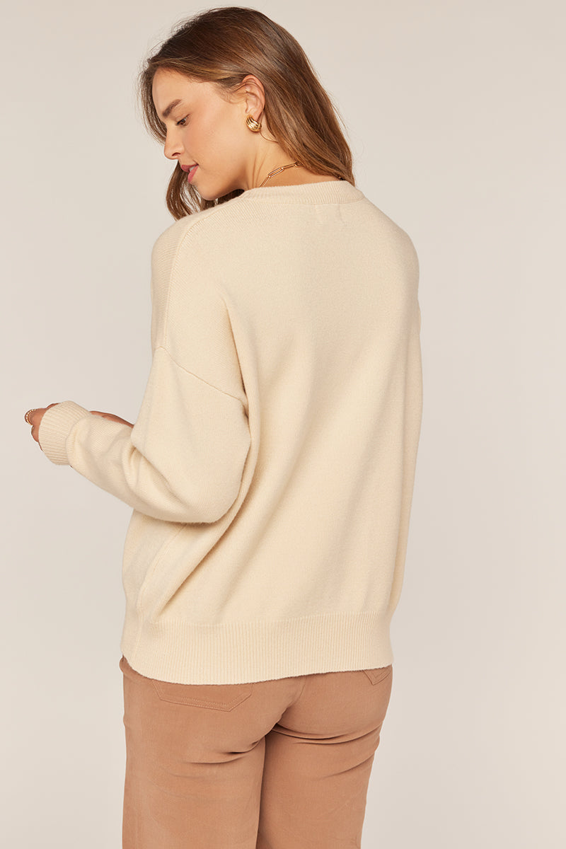 TN Printed Sweater- Cream/Orange