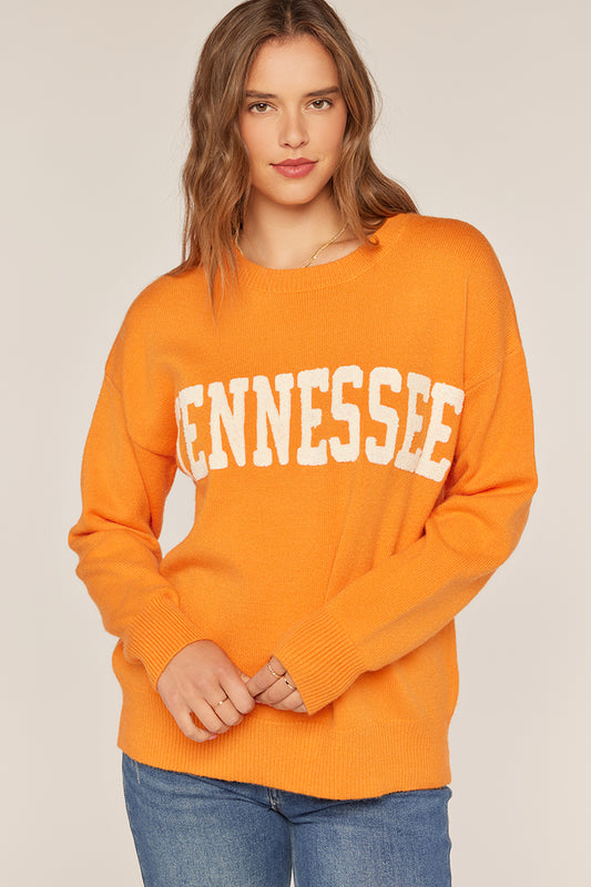 TN Embroidery Sweater- Orange/Cream Letters