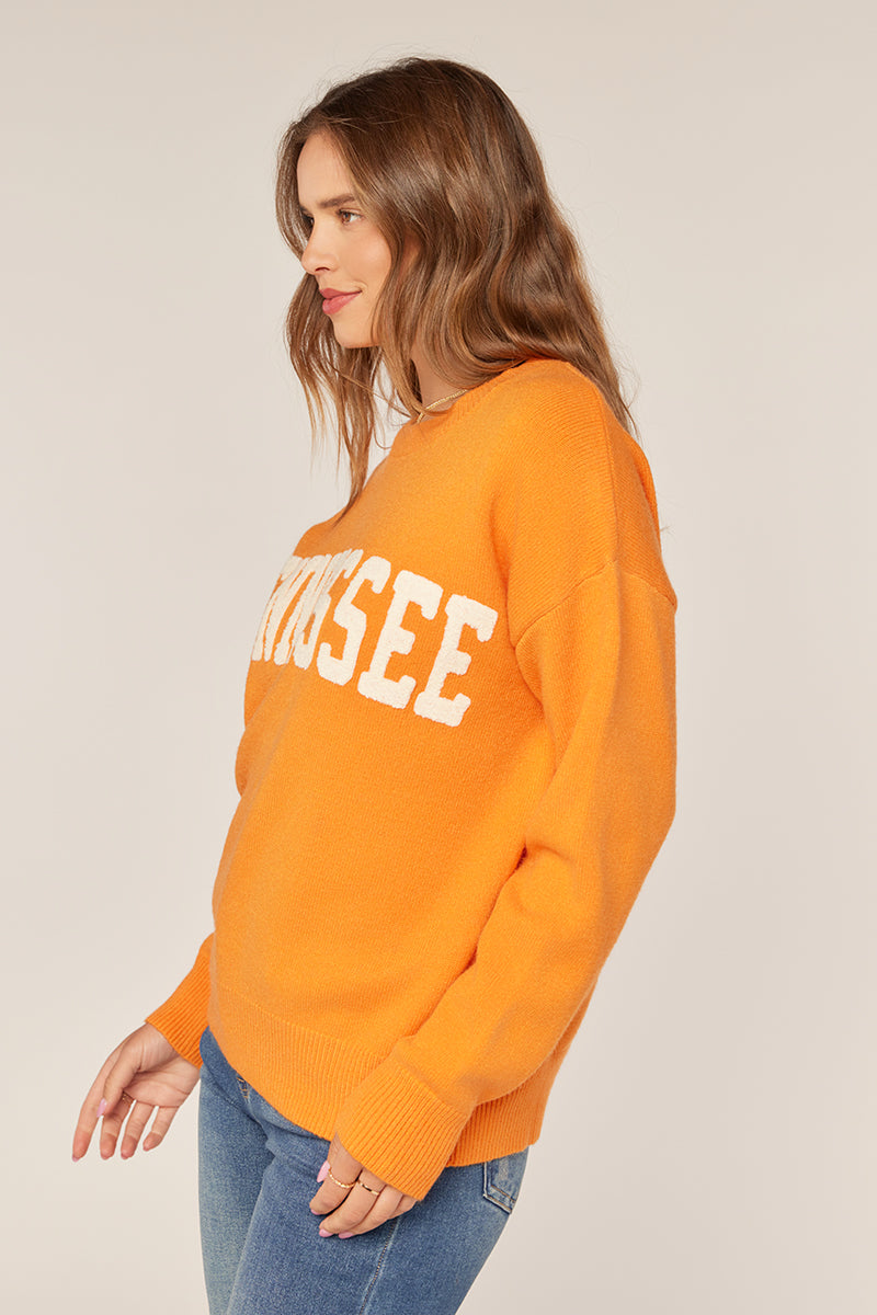 TN Embroidery Sweater- Orange/Cream Letters