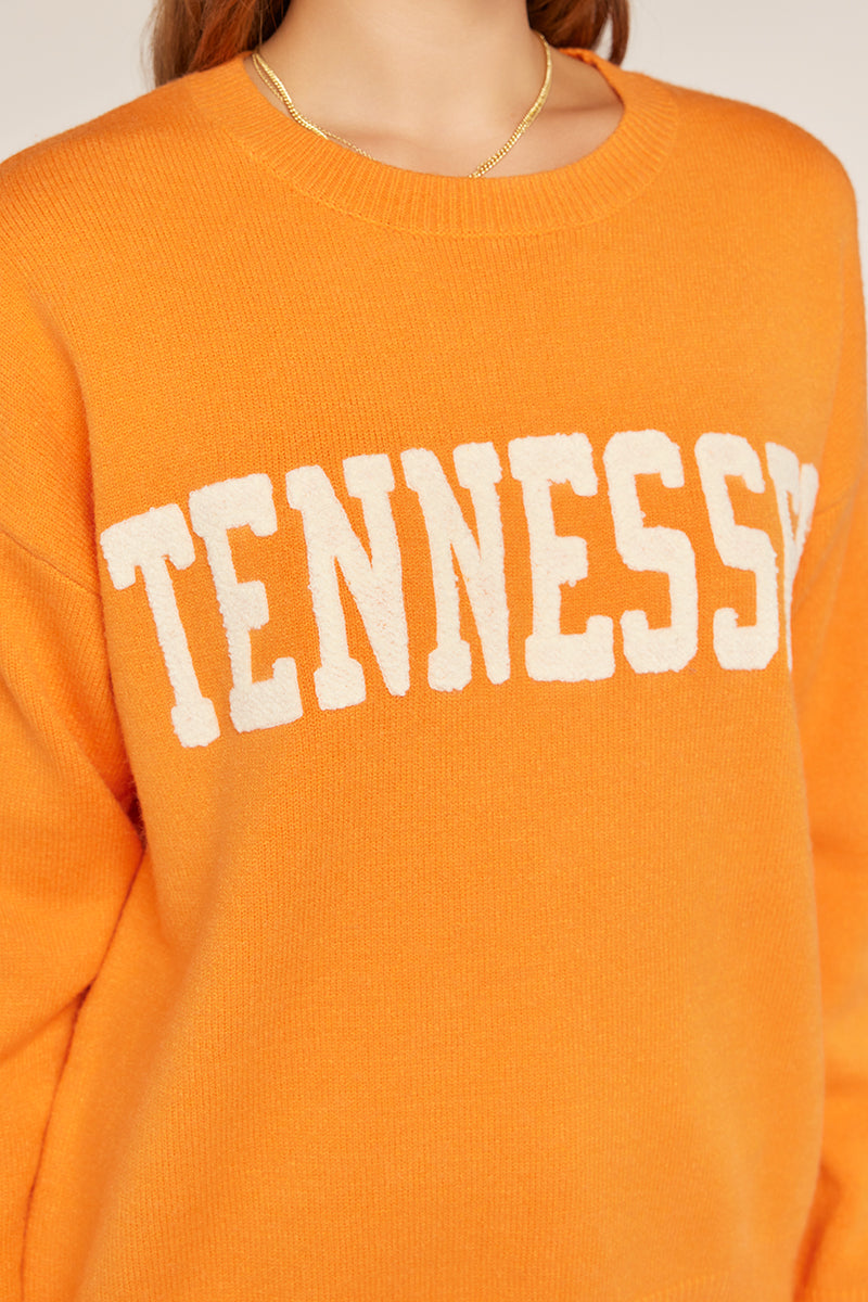 TN Embroidery Sweater- Orange/Cream Letters