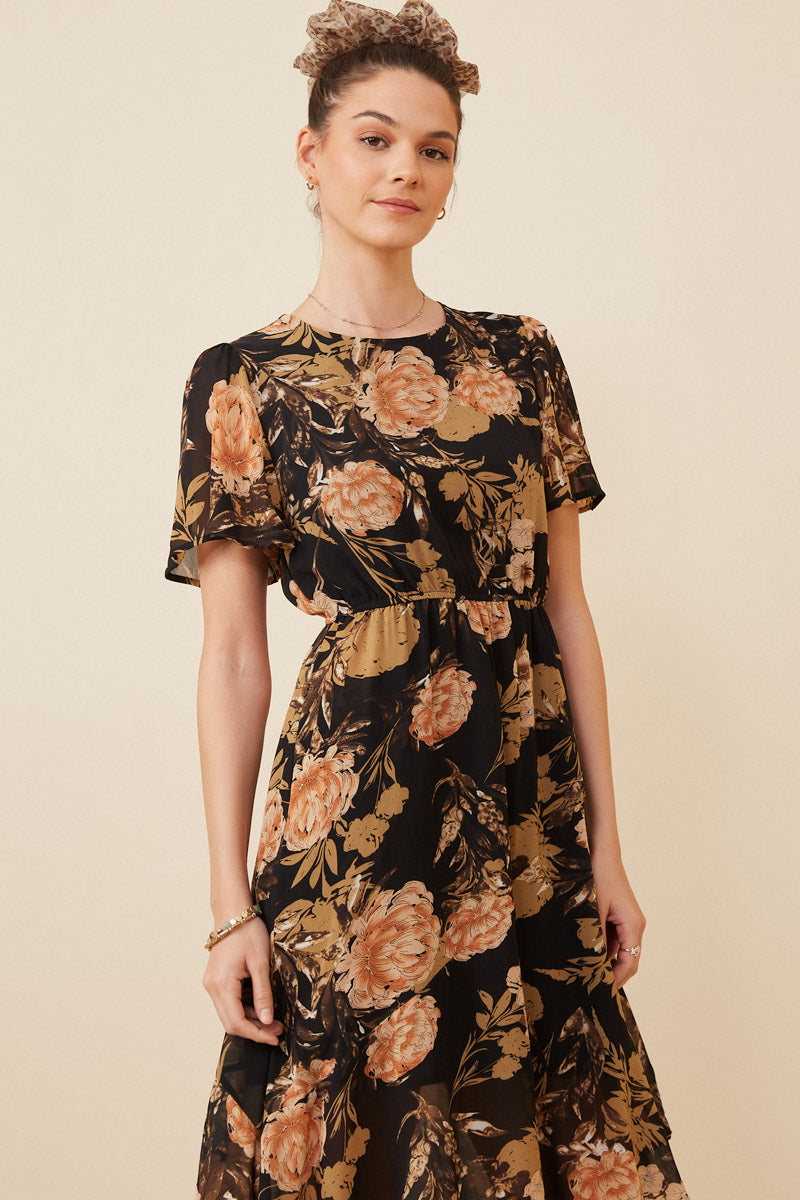 Sharon Peony Dress - Black