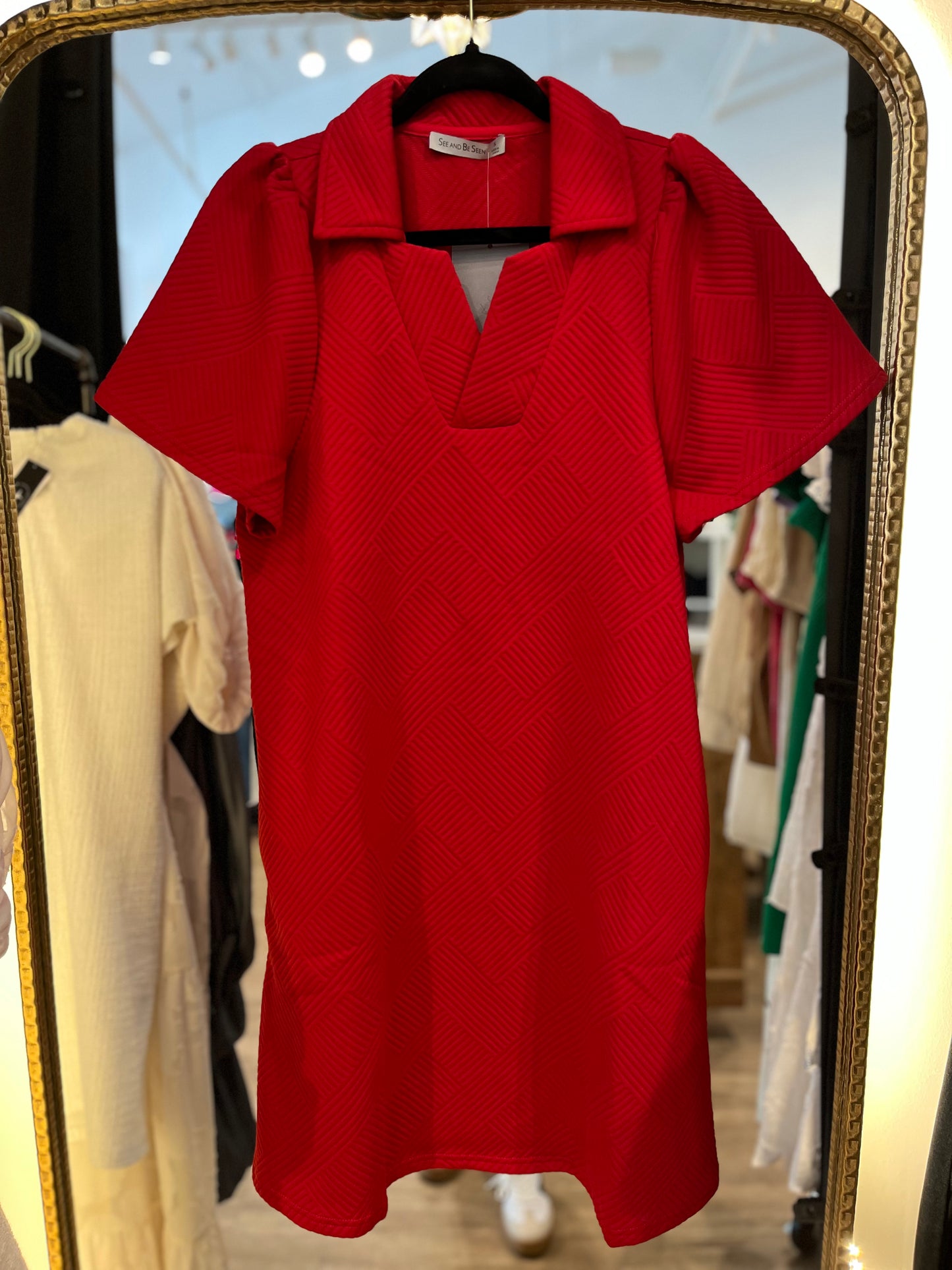 Elaina Textured Dress - Red