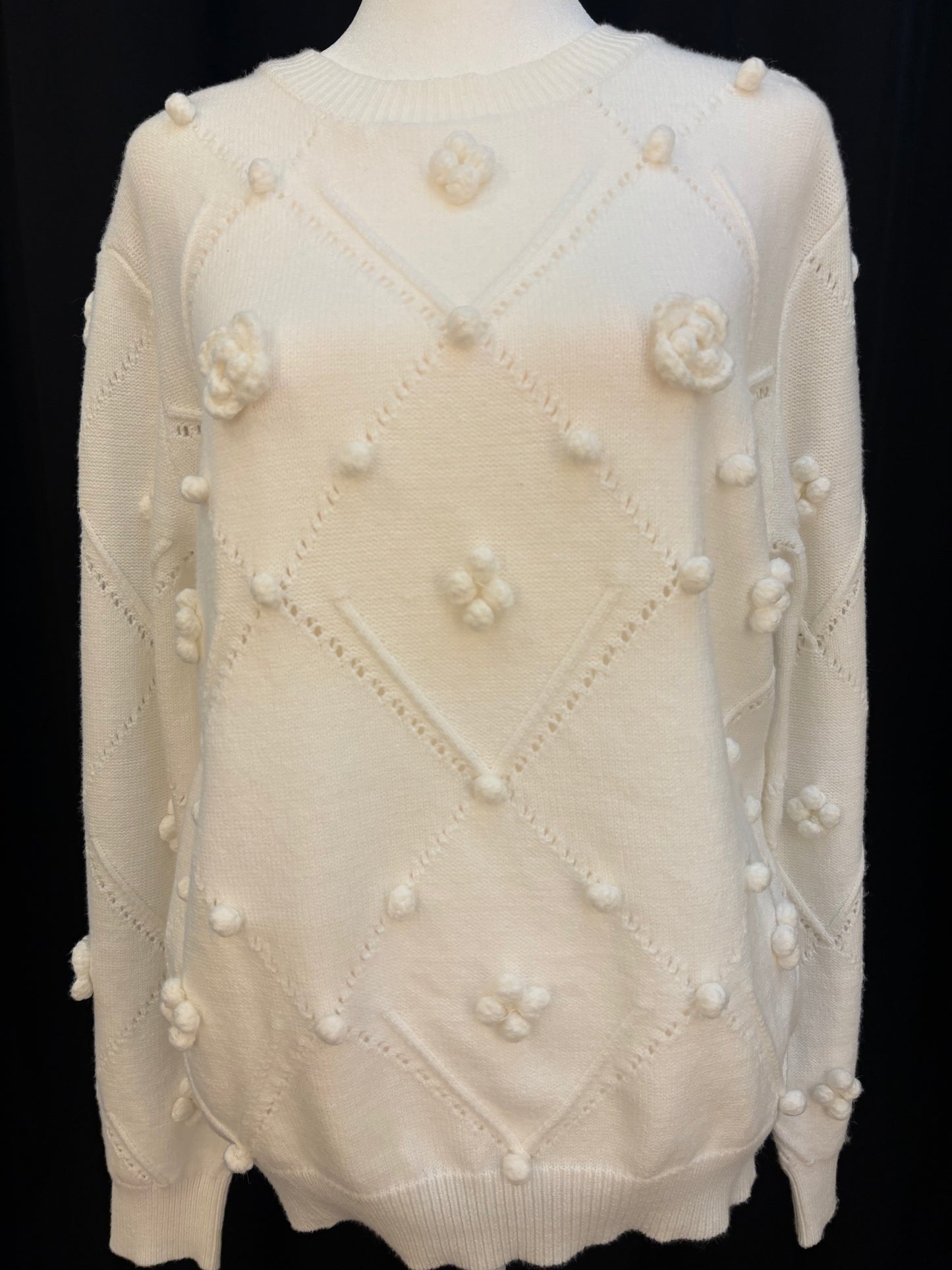 Rhea-Lynn Long Sleeve Sweater - White