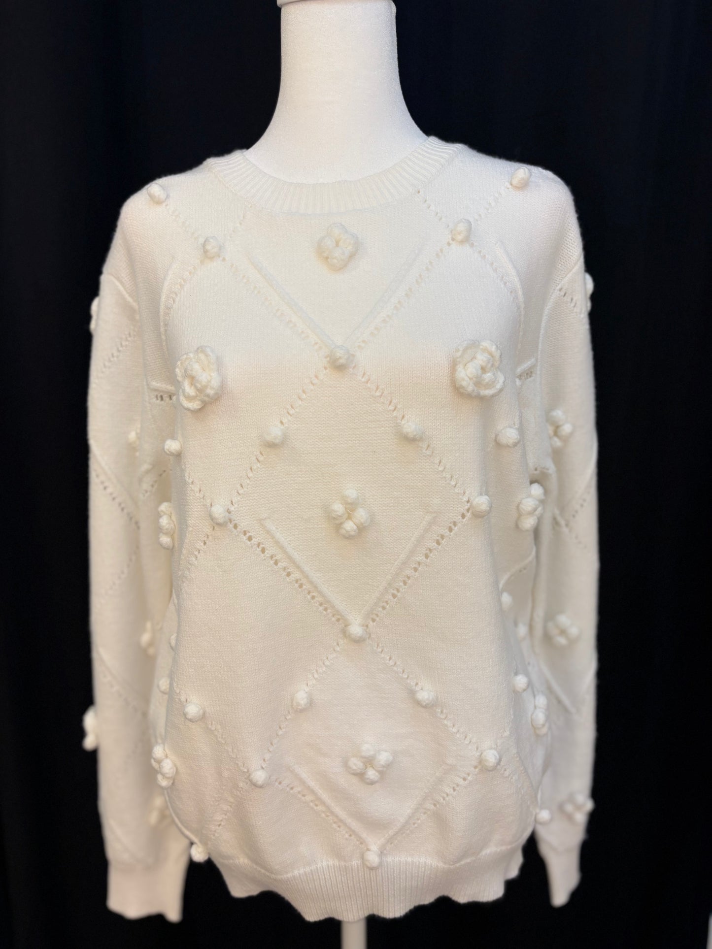 Rhea-Lynn Long Sleeve Sweater - White