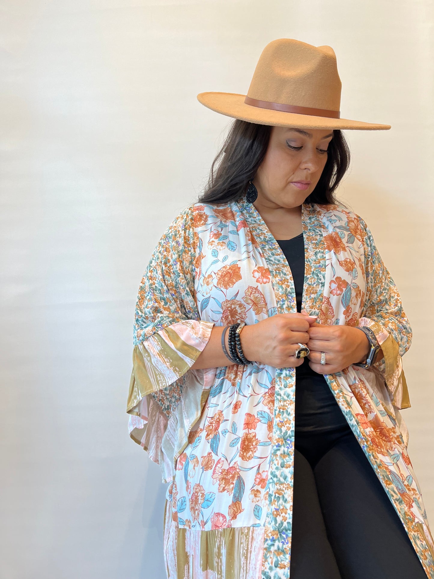 Floral Striped Kimono