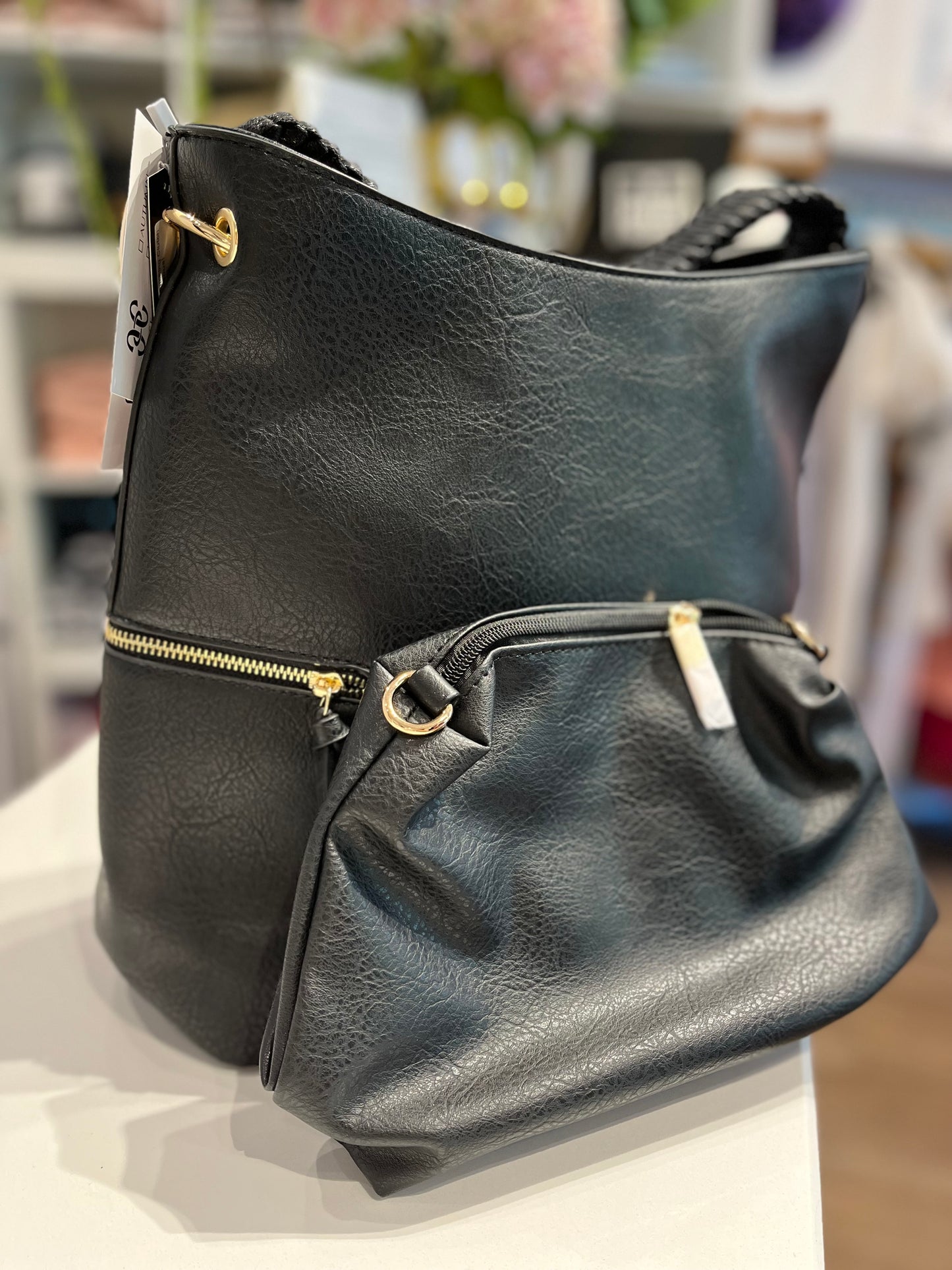 Calin Leather Purse with Matching Clutch-bronze