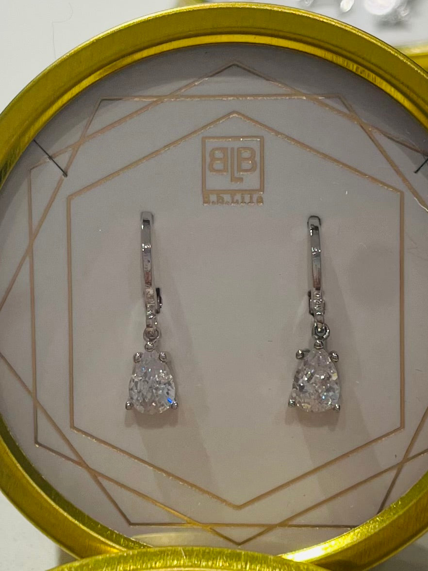 Diamond Drop Huggies Silver