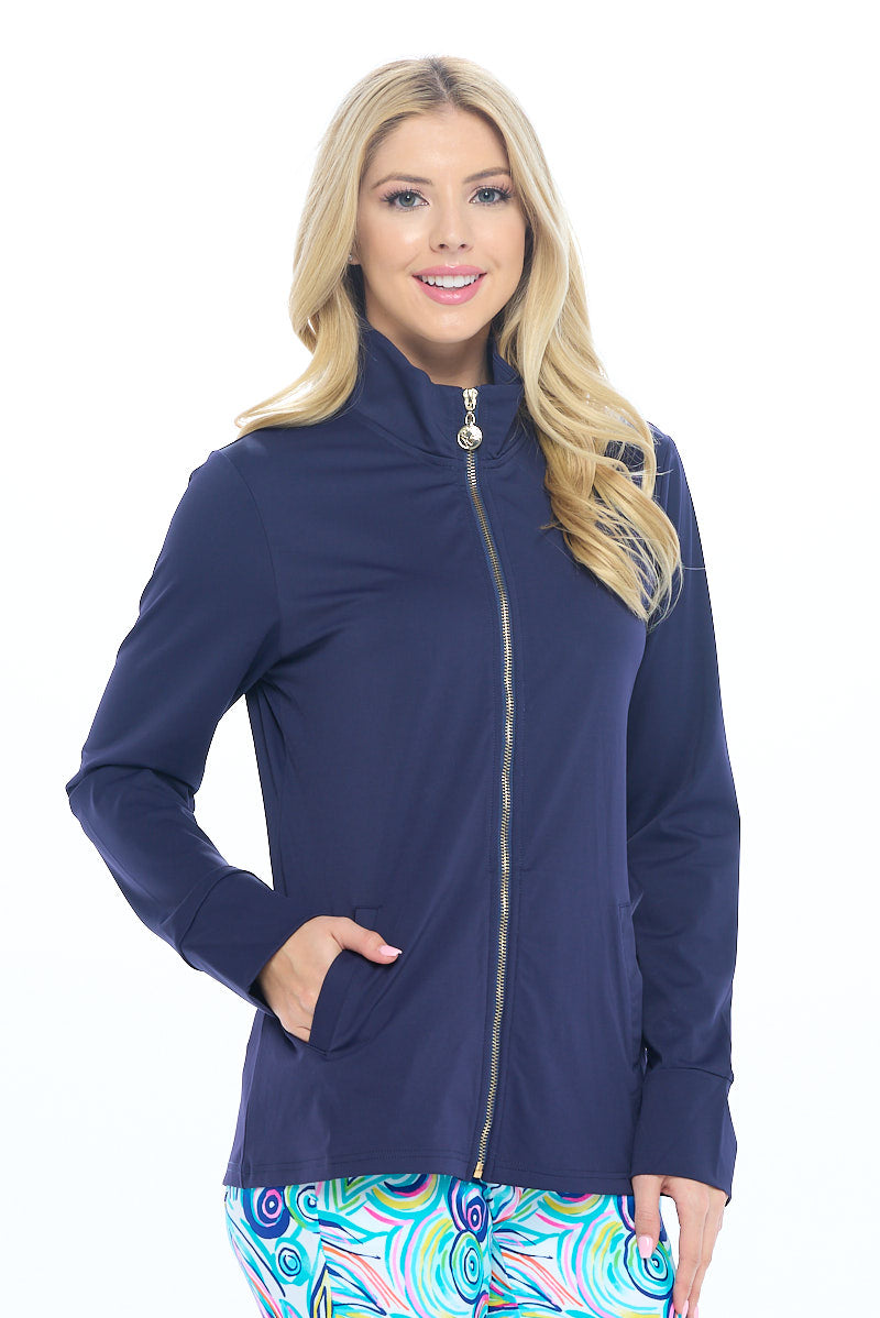 Penelope High Neck Jacket - Navy